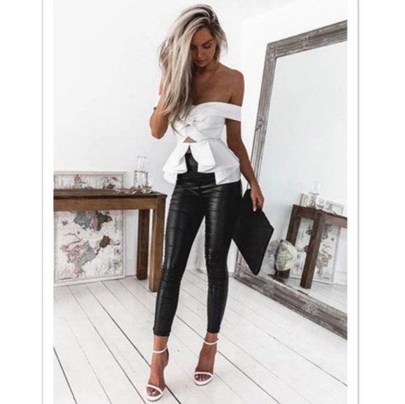 High Waisted Foux Leather Skinny Leggings